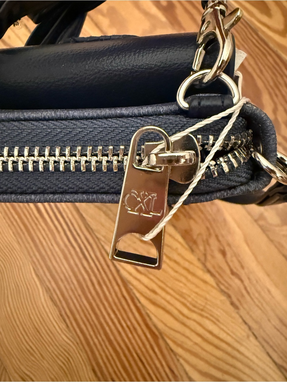 Christian Lacroix Blue Gray Leather & Fabric Crossbody Phone Pouch - Picture 4 of 7